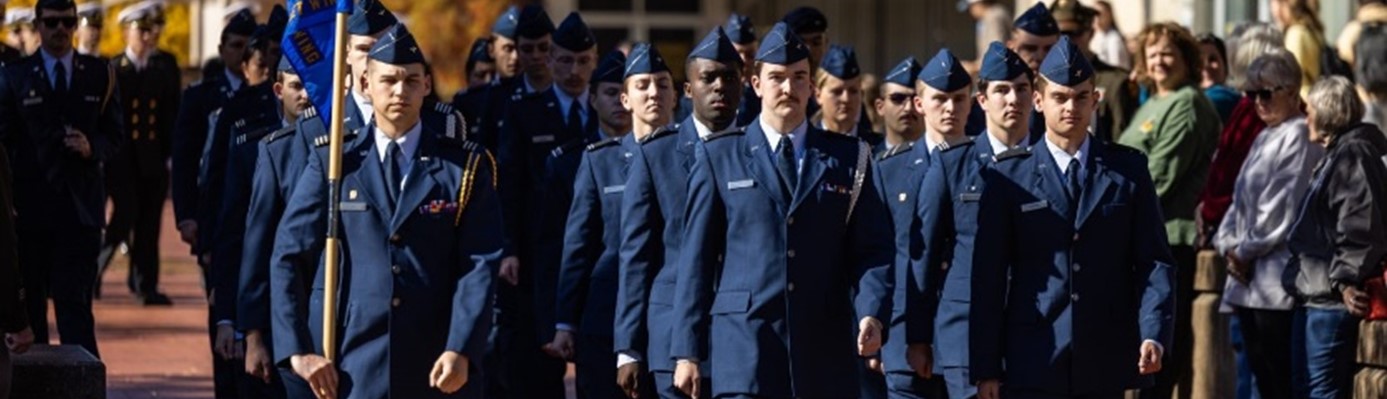 AFROTC members in blue uniforms