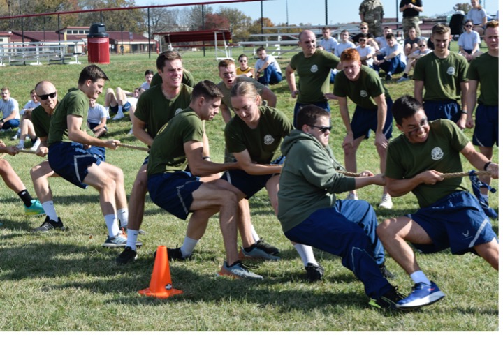 A photo of AFROTC Cadets playing tug of war.