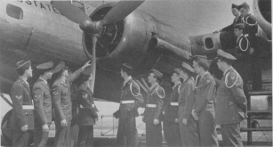 AFROTC cadets examining a plane during their summer training in 1952